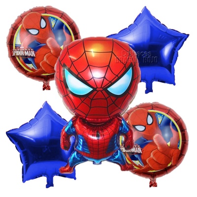 Kit Globo Metalico Spiderman Hombre Araa 5 Piezas Fiesta
